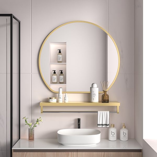 Self-Adhesive Bathroom Wall Mirror with Storage Rack - Image 4