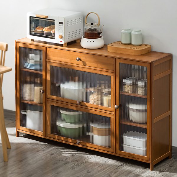 Multi-Layer Floor-Standing Kitchen Storage Rack with Doors - Image 3