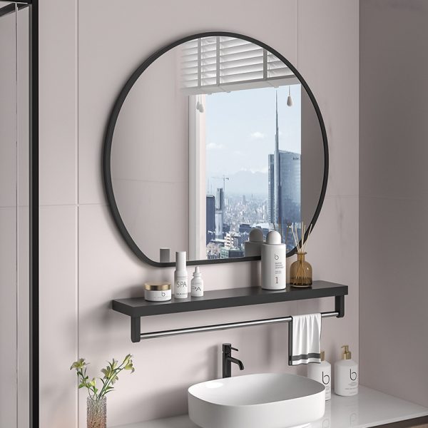 Self-Adhesive Bathroom Wall Mirror with Storage Rack - Image 2